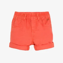Outlet Baby Boy Gabardine Bermuda Shorts Tinted In Flame-Orange Child Pants, Shorts & Overalls