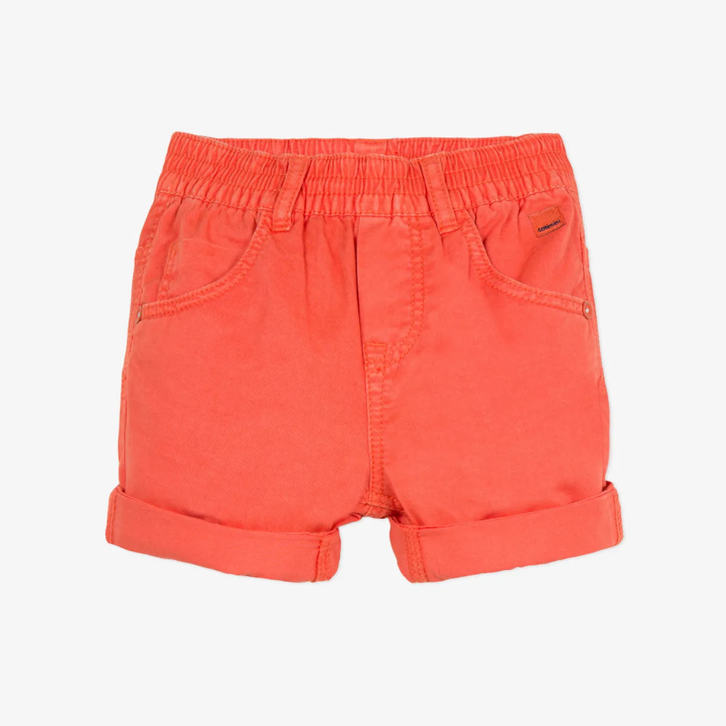 Outlet Baby Boy Gabardine Bermuda Shorts Tinted In Flame-Orange Child Pants, Shorts & Overalls