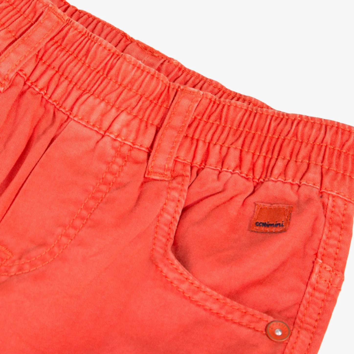 Outlet Baby Boy Gabardine Bermuda Shorts Tinted In Flame-Orange Child Pants, Shorts & Overalls