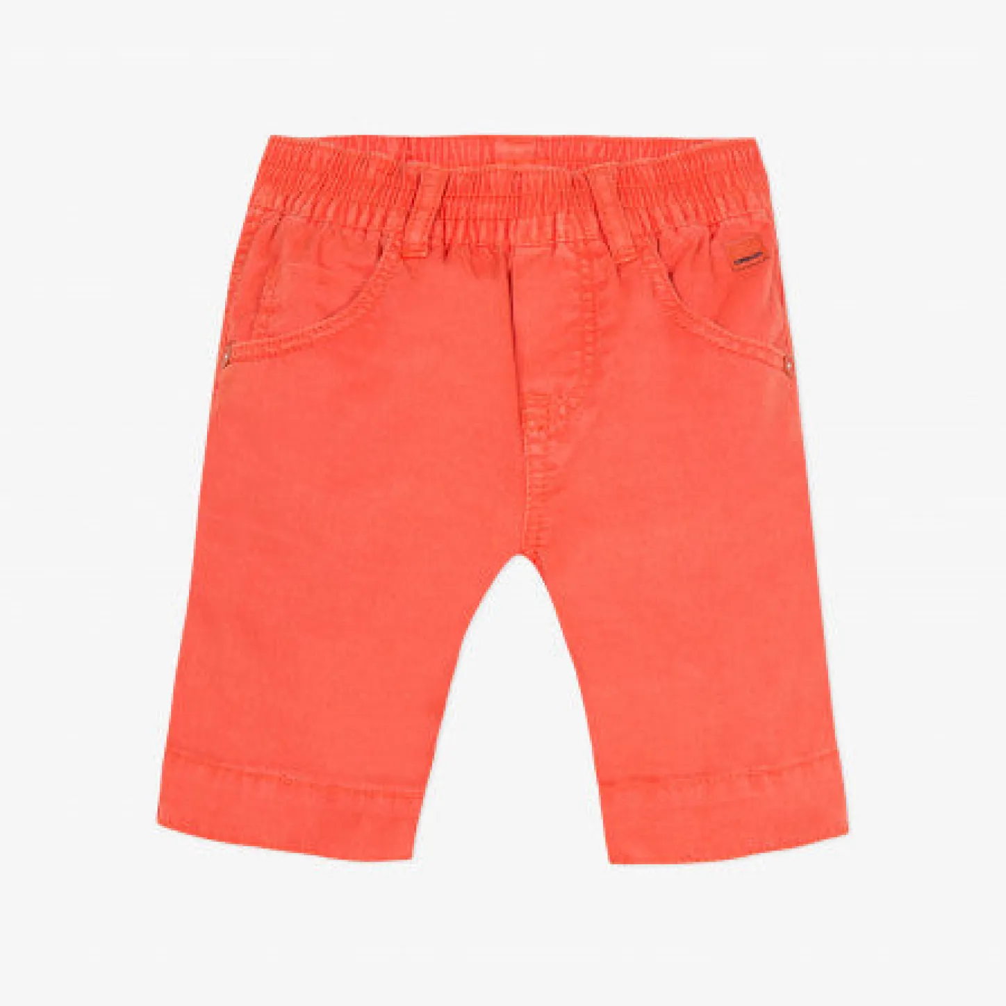 Outlet Baby Boy Gabardine Bermuda Shorts Tinted In Flame-Orange Child Pants, Shorts & Overalls