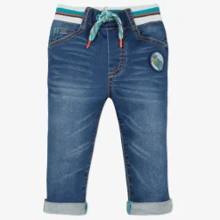 Fashion Baby Boy Jeans In Stone-Washed Denim Knit Knitted Waistline Child Pants, Shorts & Overalls