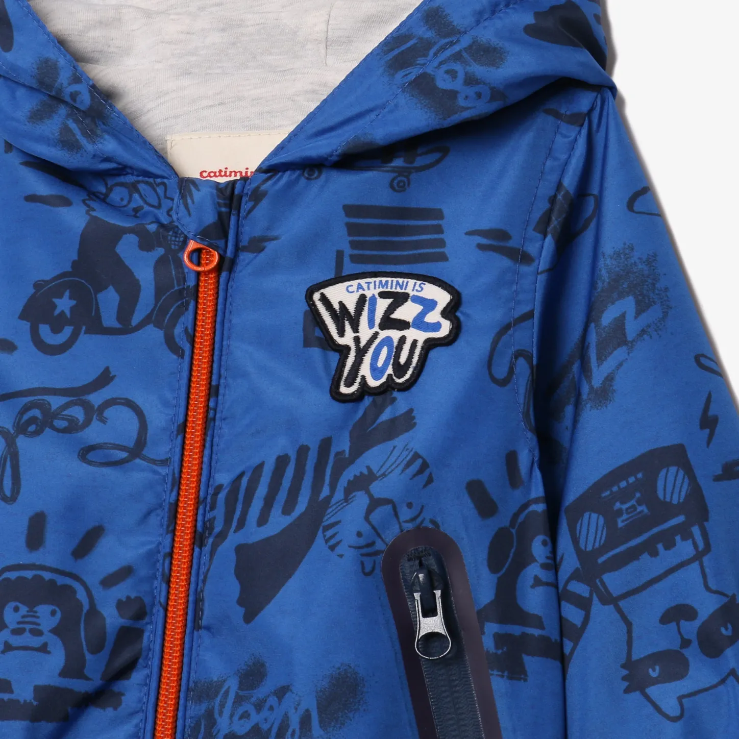 Fashion Baby Boy Printed Blue Windbreaker Child Outerwear