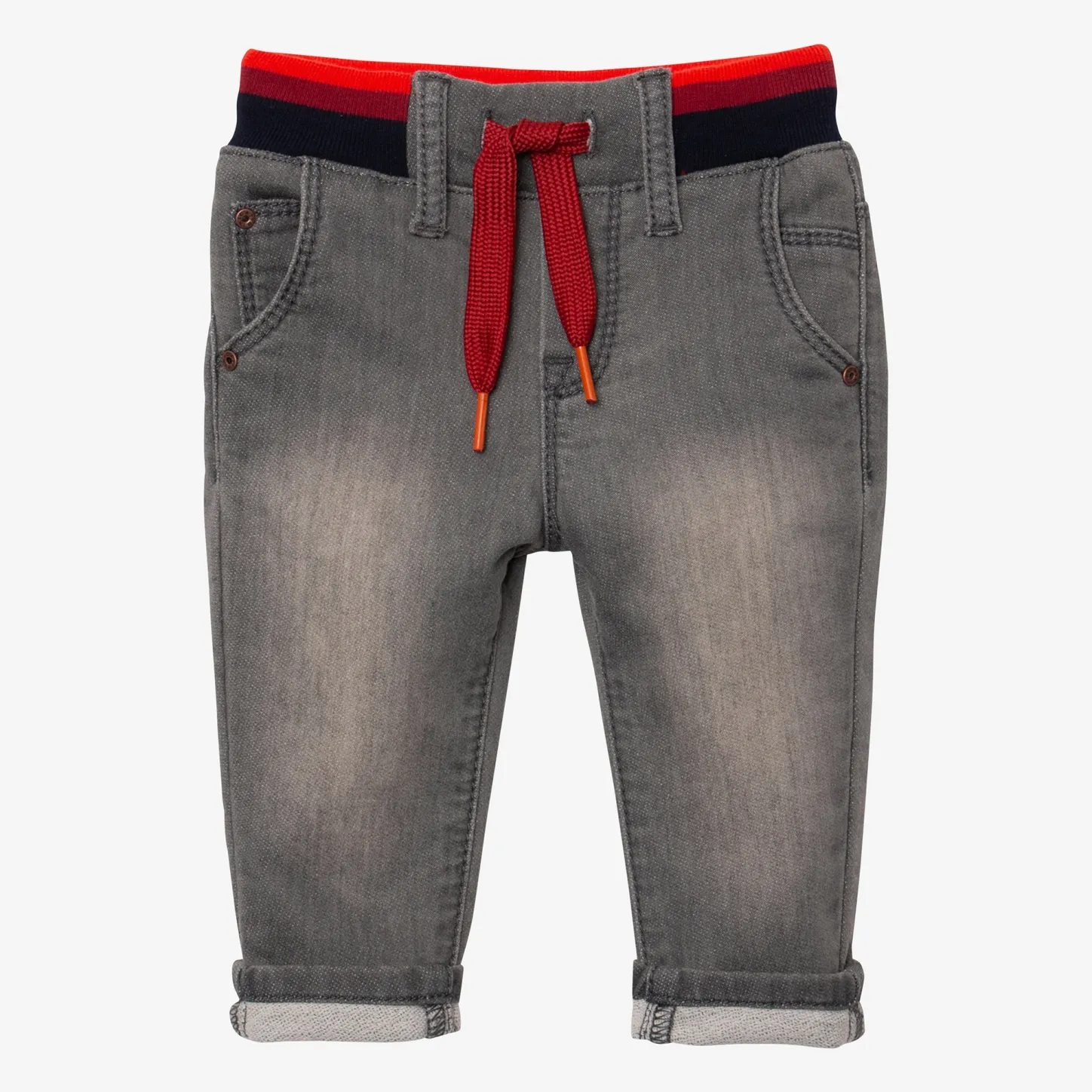 Sale Baby Boys' Grey Striped Pull-On Jeans Child Pants, Shorts & Overalls
