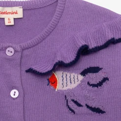 Clearance Baby Girl Knitted Cardigan With Fish Embroidery Child Cardigans & Sweaters