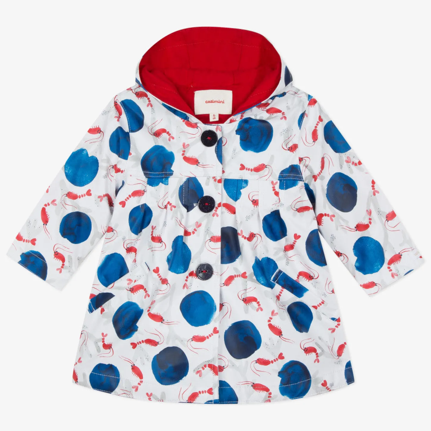 Online Baby Girl Marine Printed Rubberized Rain Jacket Child Outerwear