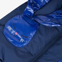 Fashion Baby Girl Navy Blue Puffa Jacket With Ruffles Child Outerwear