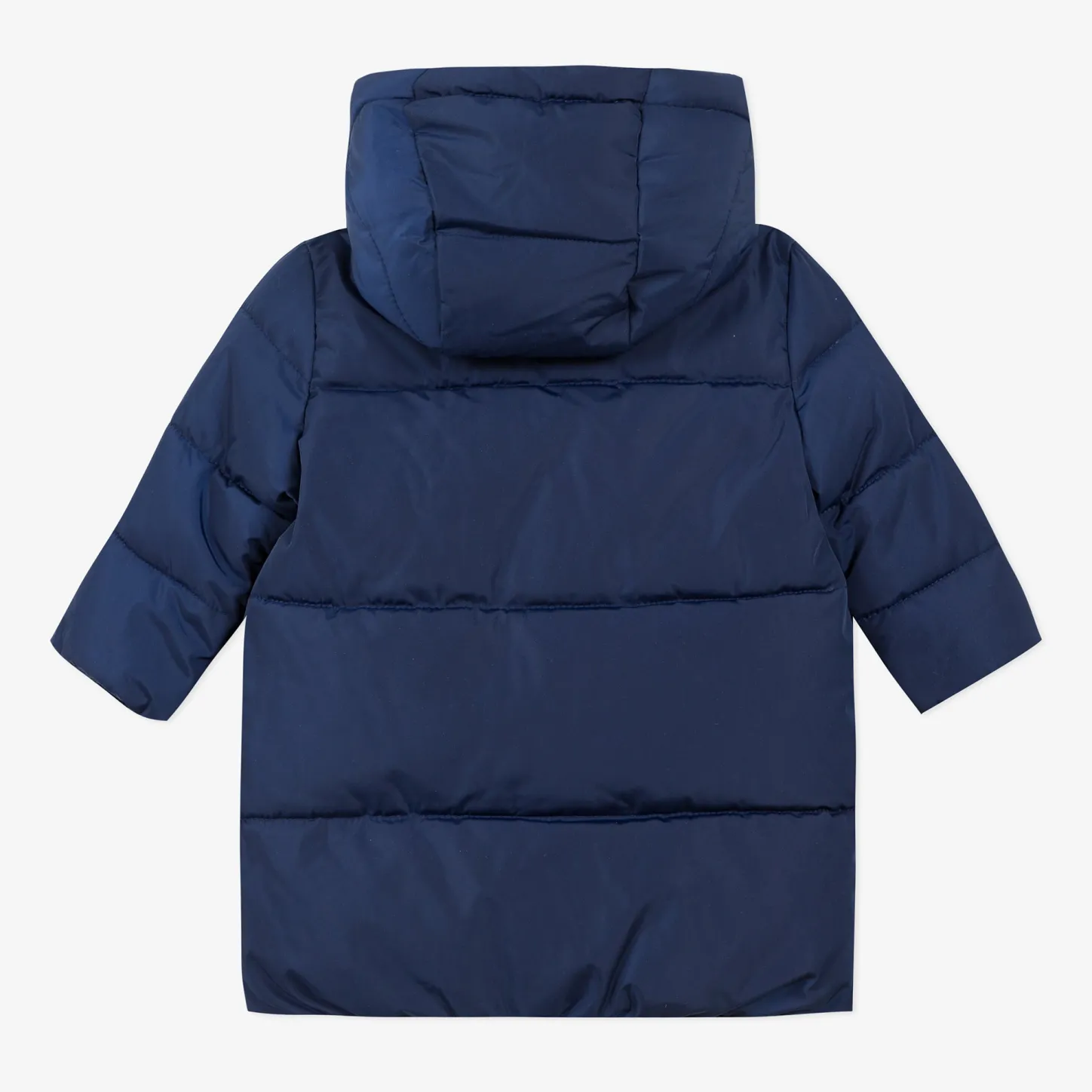 Fashion Baby Girl Navy Blue Puffa Jacket With Ruffles Child Outerwear