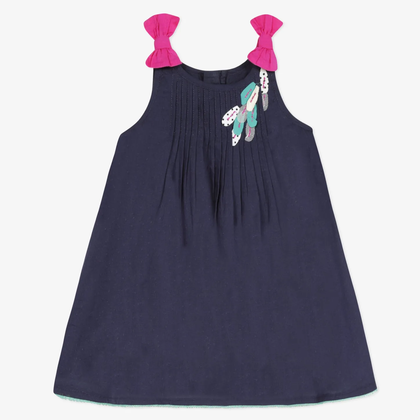 Online Baby Girl Navy Blue Sundress With Bow Child Dresses