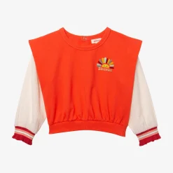 Fashion Baby Girl Orange Dual Fabric Top Child Cardigans & Sweaters