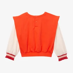 Fashion Baby Girl Orange Dual Fabric Top Child Cardigans & Sweaters