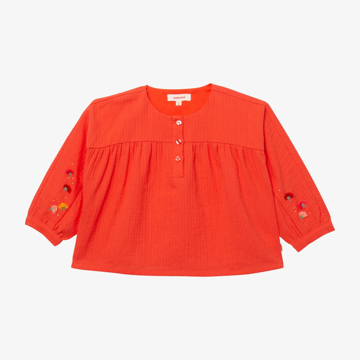 New Baby Girl Orange Woven Embroidered Shirt Child T-Shirts & Tops