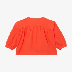 New Baby Girl Orange Woven Embroidered Shirt Child T-Shirts & Tops