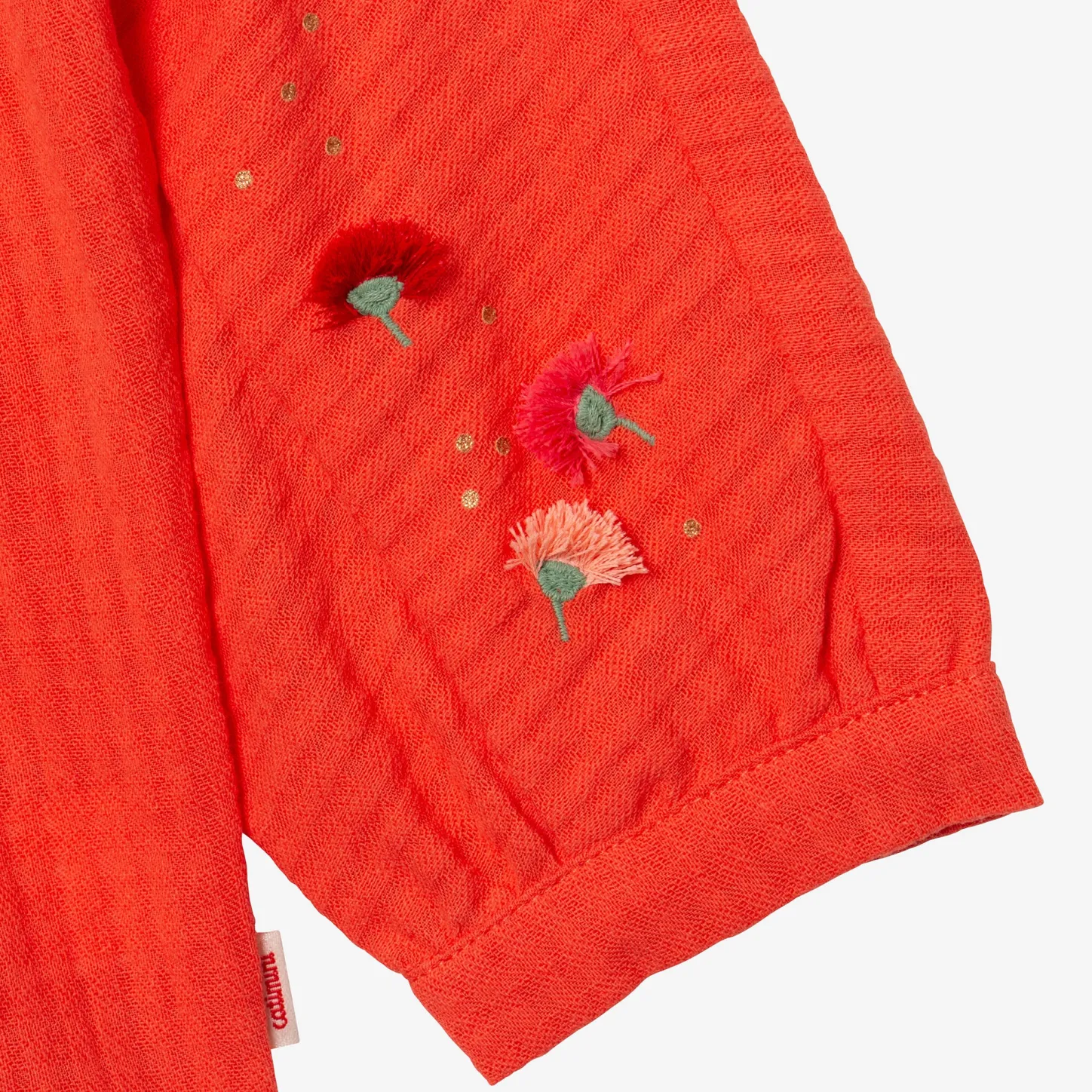 New Baby Girl Orange Woven Embroidered Shirt Child T-Shirts & Tops