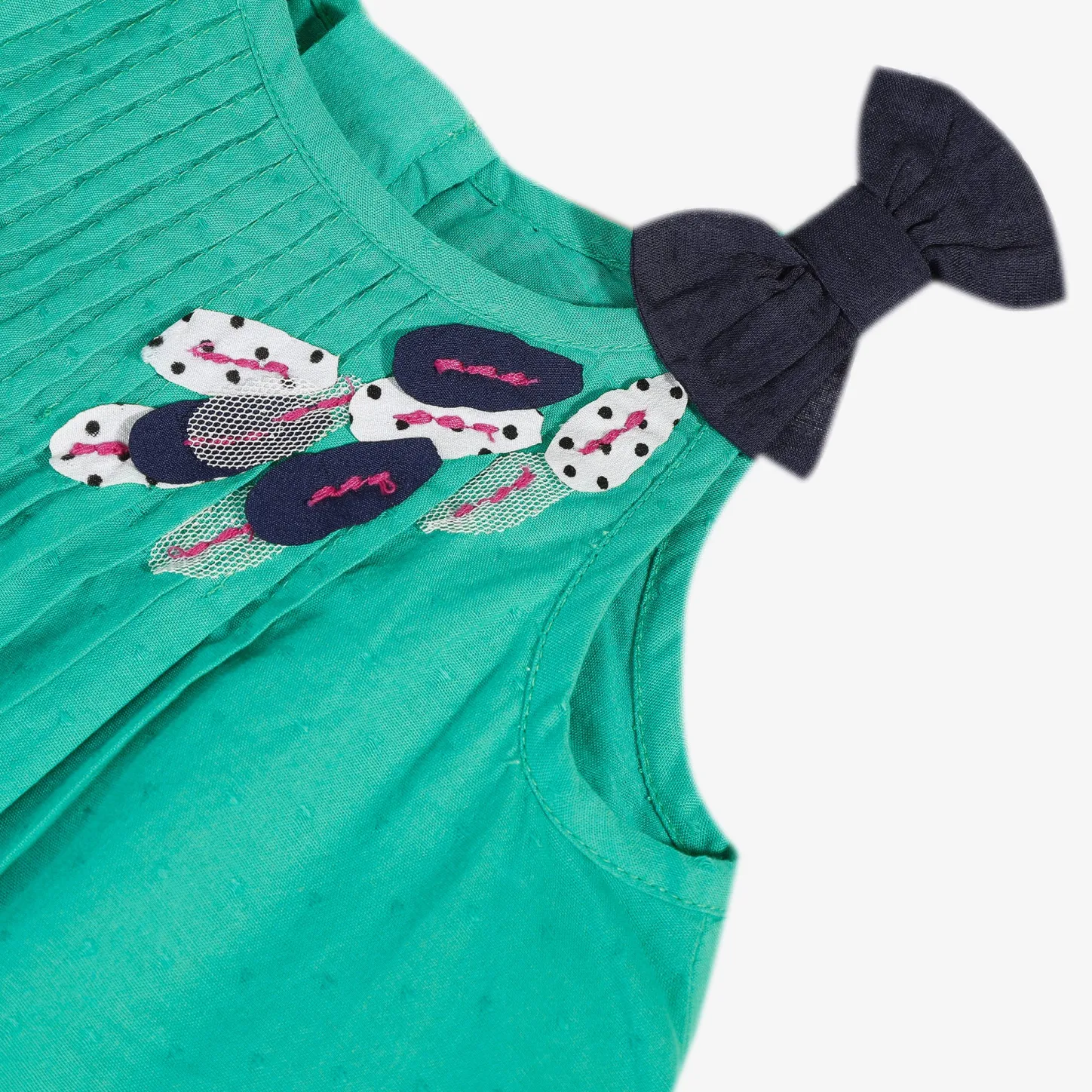 Fashion Baby Girl Teal Sundress With Bow Child Dresses