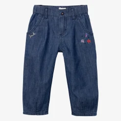 Outlet Baby Girl's Blue Embroidered Jeans Child Pants, Shorts & Leggings