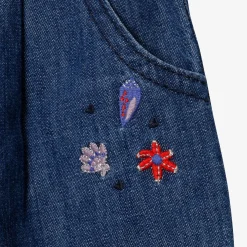 Outlet Baby Girl's Blue Embroidered Jeans Child Pants, Shorts & Leggings