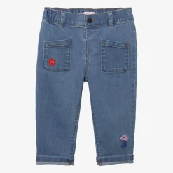 Online Baby Girls' Blue Stone Denim Pants Child Pants, Shorts & Leggings