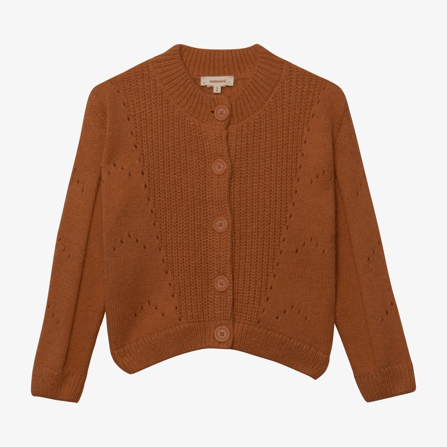 Online Girl Caramel Openwork Cardigan Child Cardigans & Sweaters