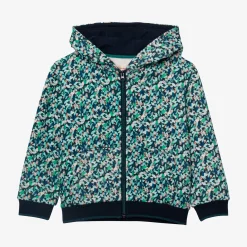 Hot Girl Floral Green Zip Hoodie Child Cardigans & Sweaters