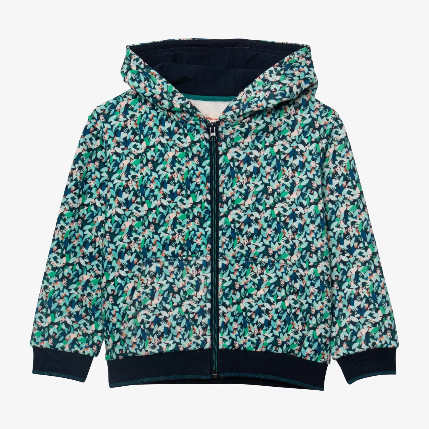 Hot Girl Floral Green Zip Hoodie Child Cardigans & Sweaters