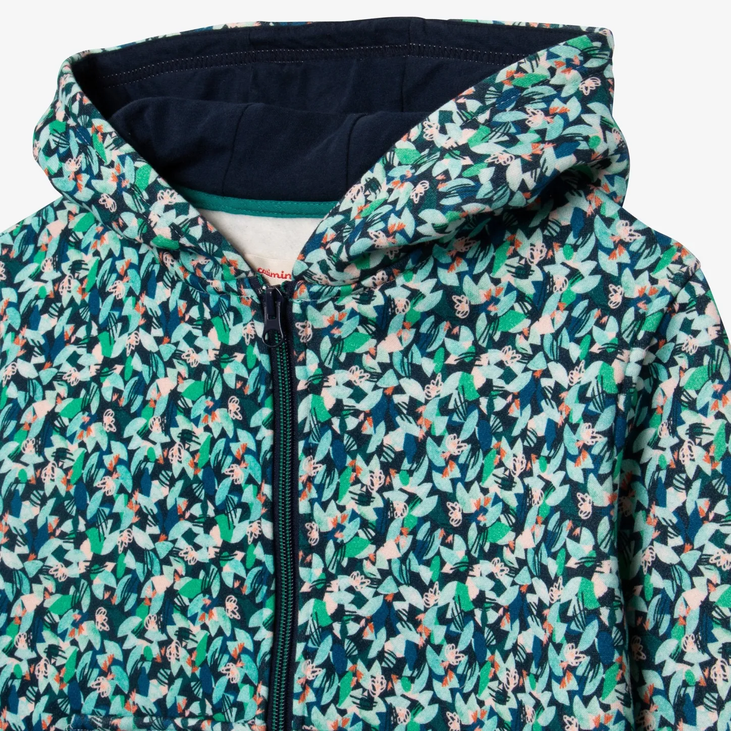 Hot Girl Floral Green Zip Hoodie Child Cardigans & Sweaters