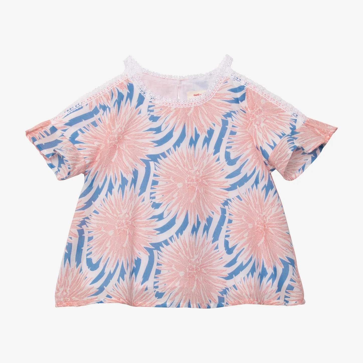 Discount Girl Printed Dahlias Flare Blouse Child T-Shirts & Tops