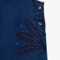 Sale Girls' Embroidered Denim Overall Dress Child Dresses & Skirts
