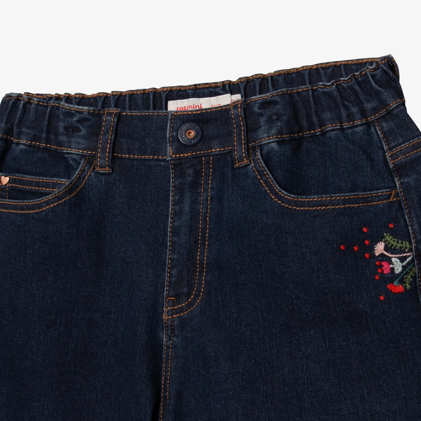 Outlet Girls' Embroidered Flower Jeans Child Pants & Shorts