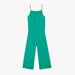 Hot Girls' Green Embroidered Jumpsuit Child Pants & Shorts