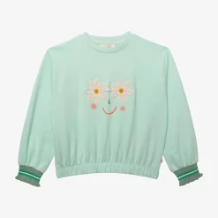 Clearance Girl's Green Face-Flowers Sweatshirt Child Cardigans & Sweaters