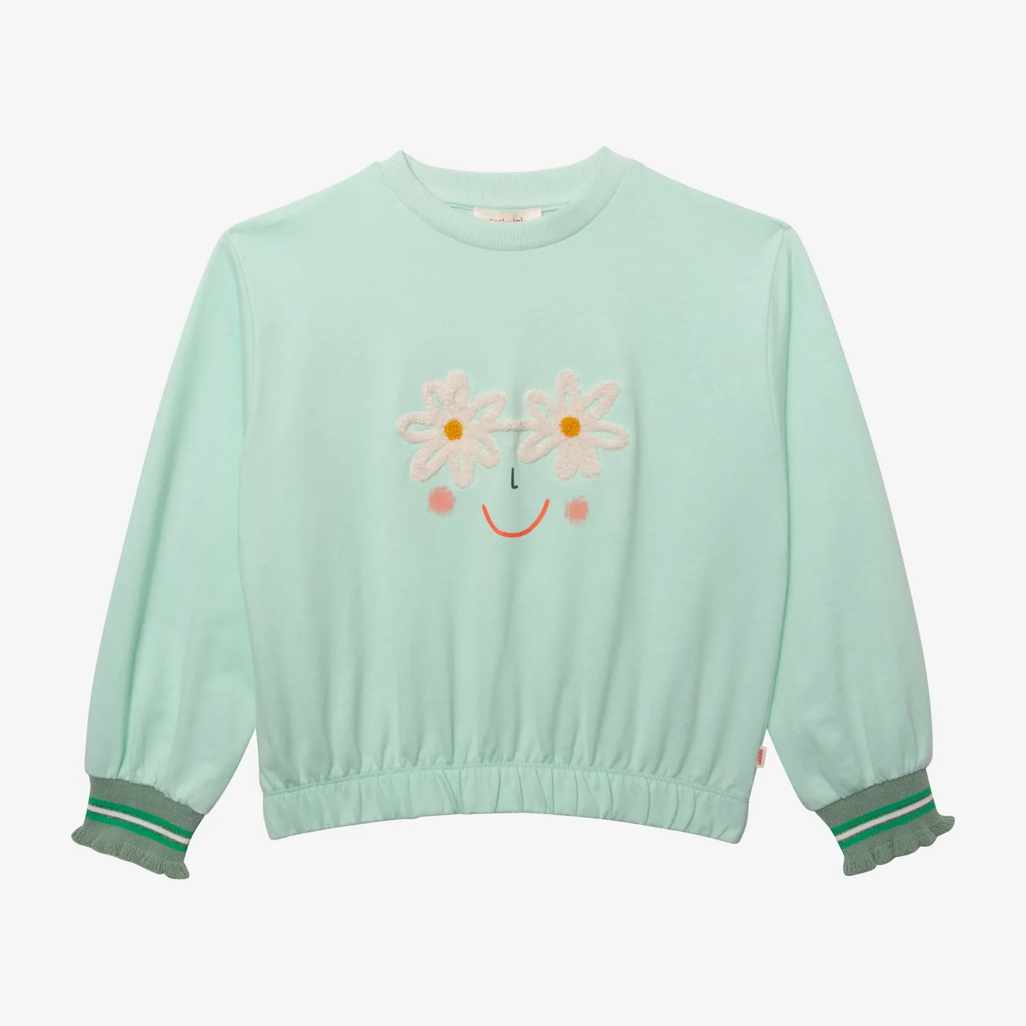 Clearance Girl's Green Face-Flowers Sweatshirt Child Cardigans & Sweaters