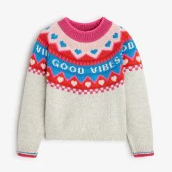 Clearance Girls' Heather Grey Knitted Sweater Child Cardigans & Sweaters