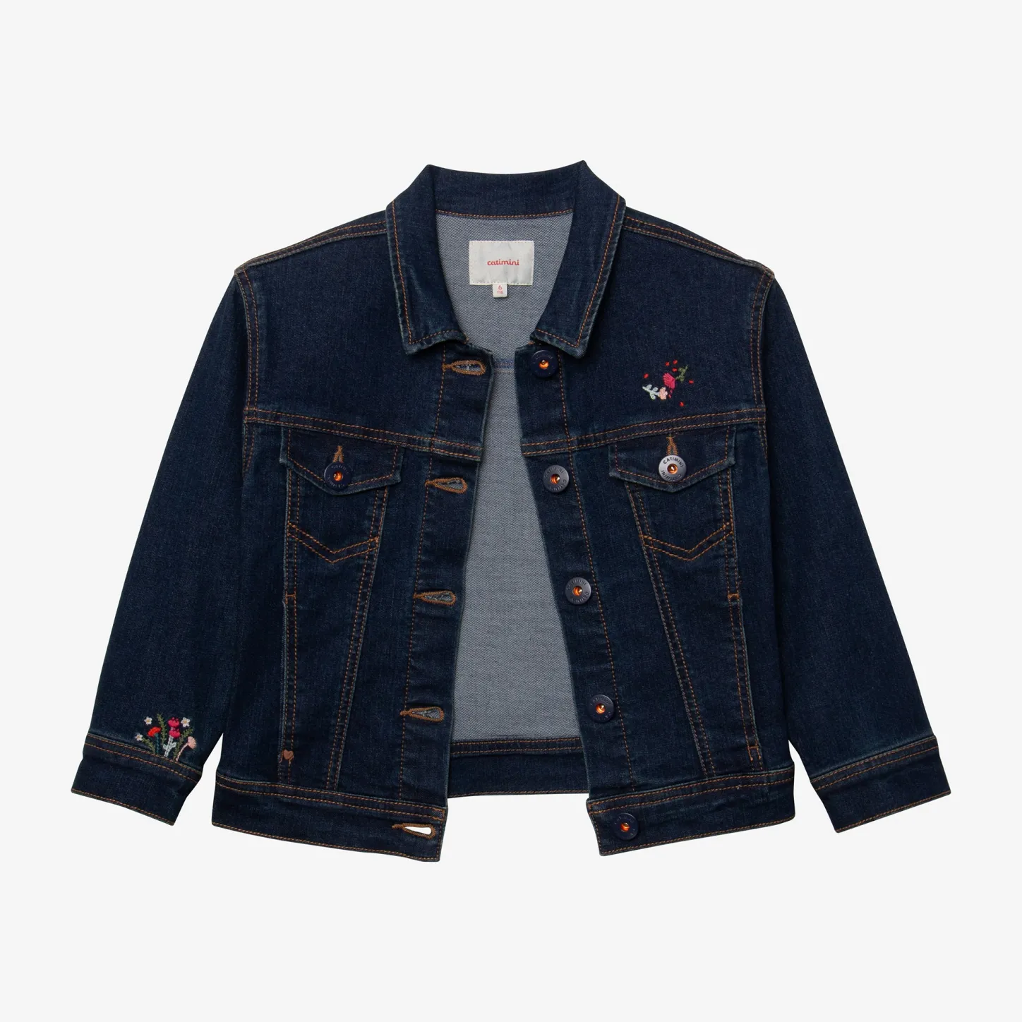 New Girls' Jean Jacket With Embroidered Flowers Child Cardigans & Sweaters