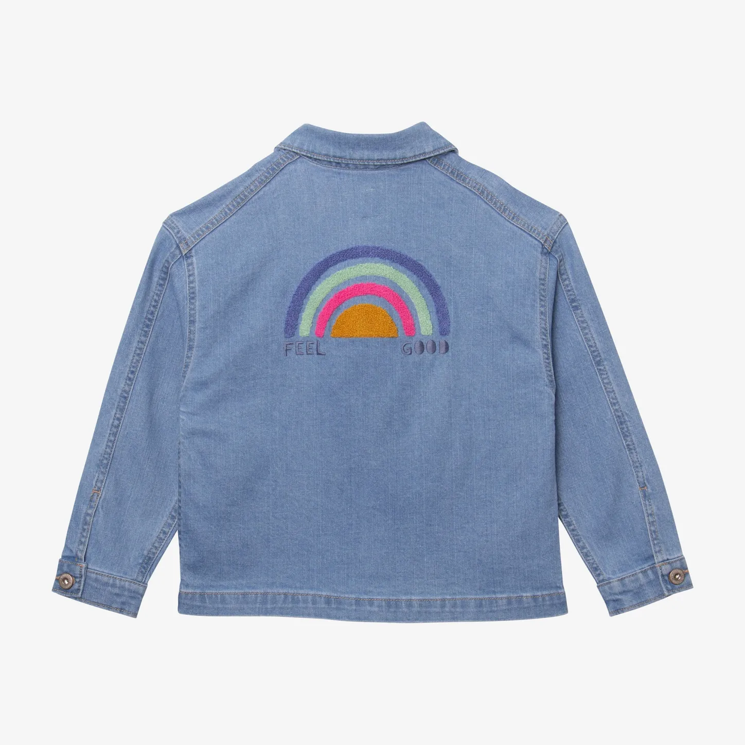 Outlet Girls' Jean Jacket With Embroidery On The Back. Child Cardigans & Sweaters