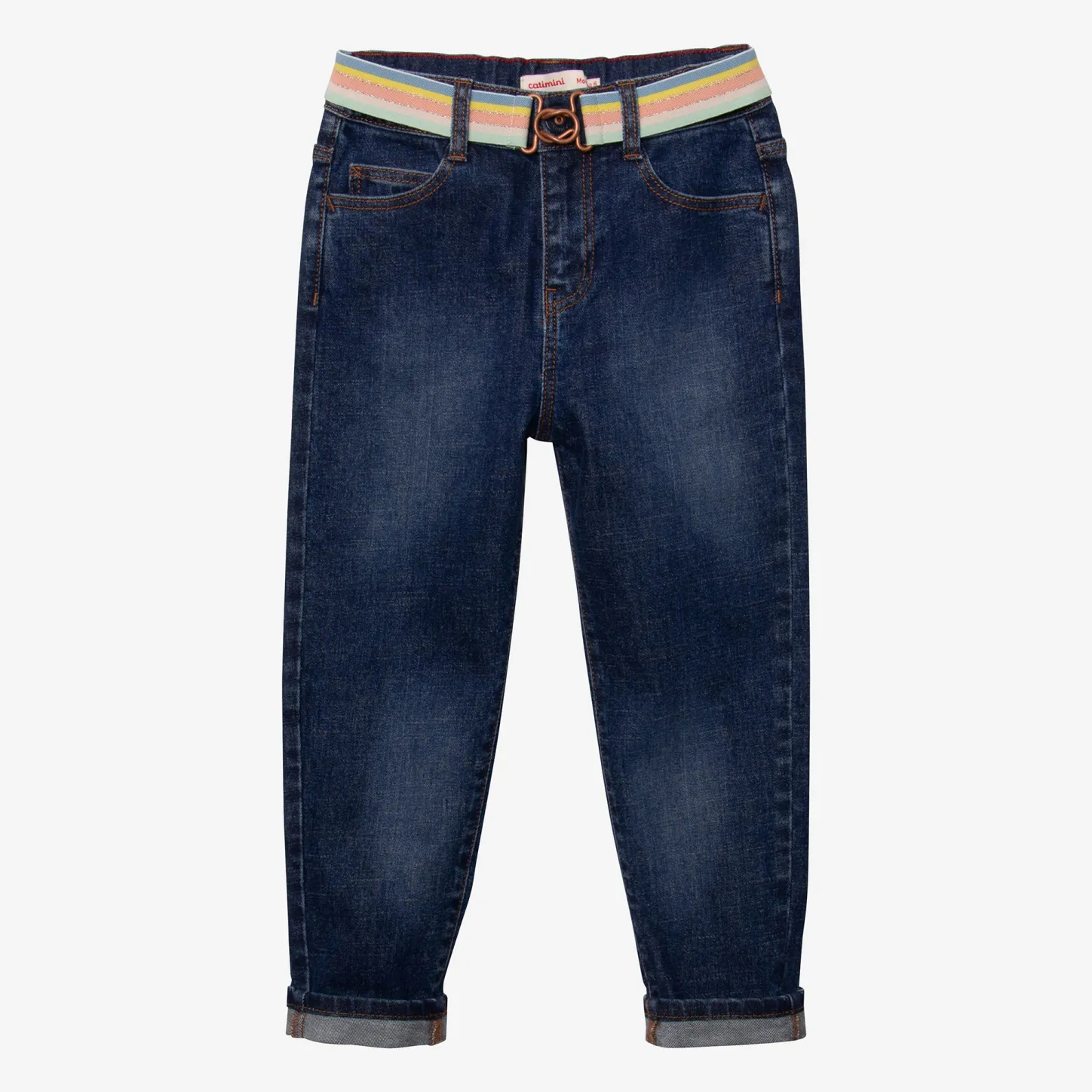 Sale Girl's Jeans With Stone Blue Striped Belt Child Pants & Shorts