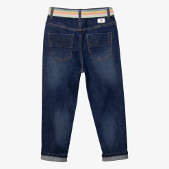 Sale Girl's Jeans With Stone Blue Striped Belt Child Pants & Shorts