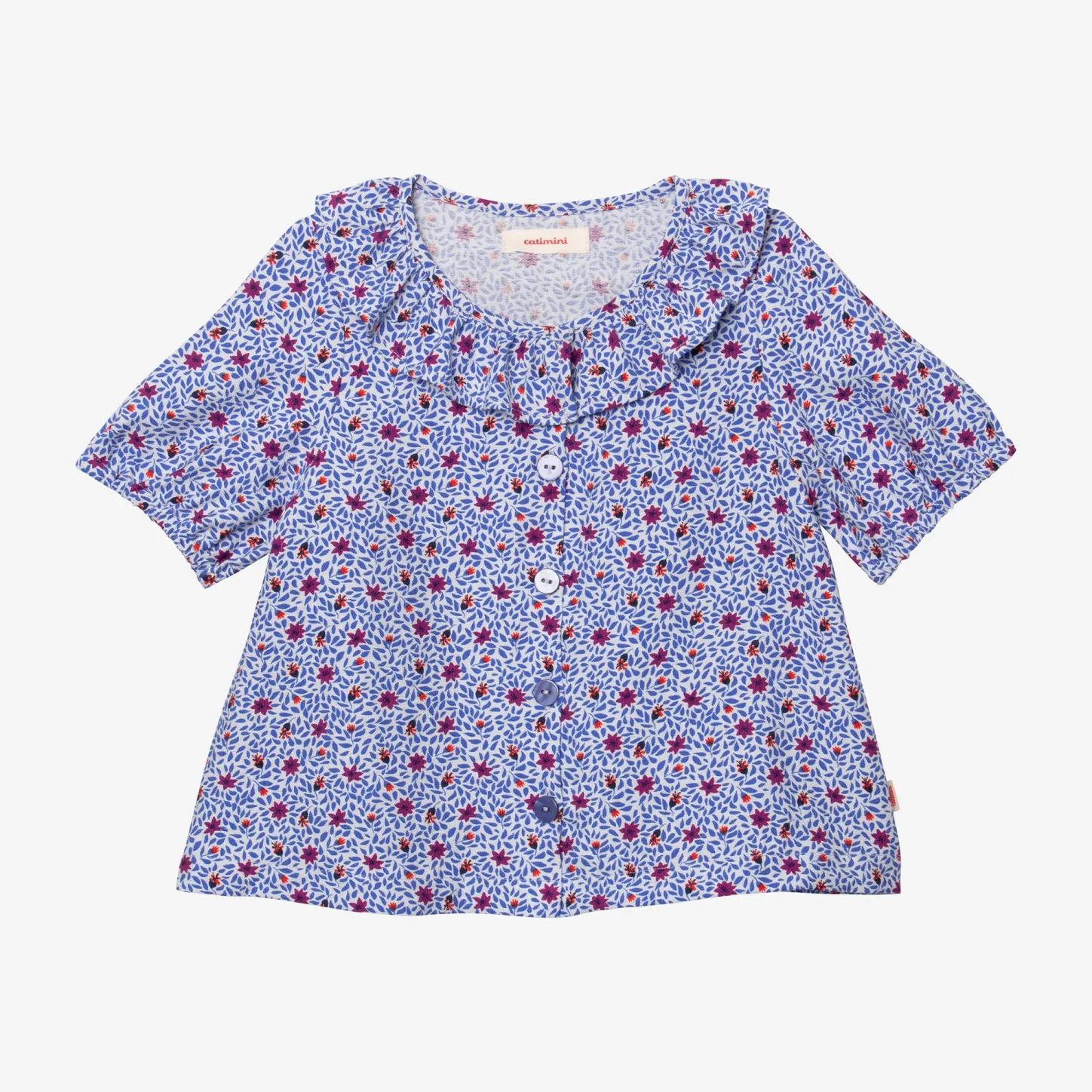 Fashion Girl's Micro-Floral Blouse With Snap Buttons Child T-Shirts & Tops