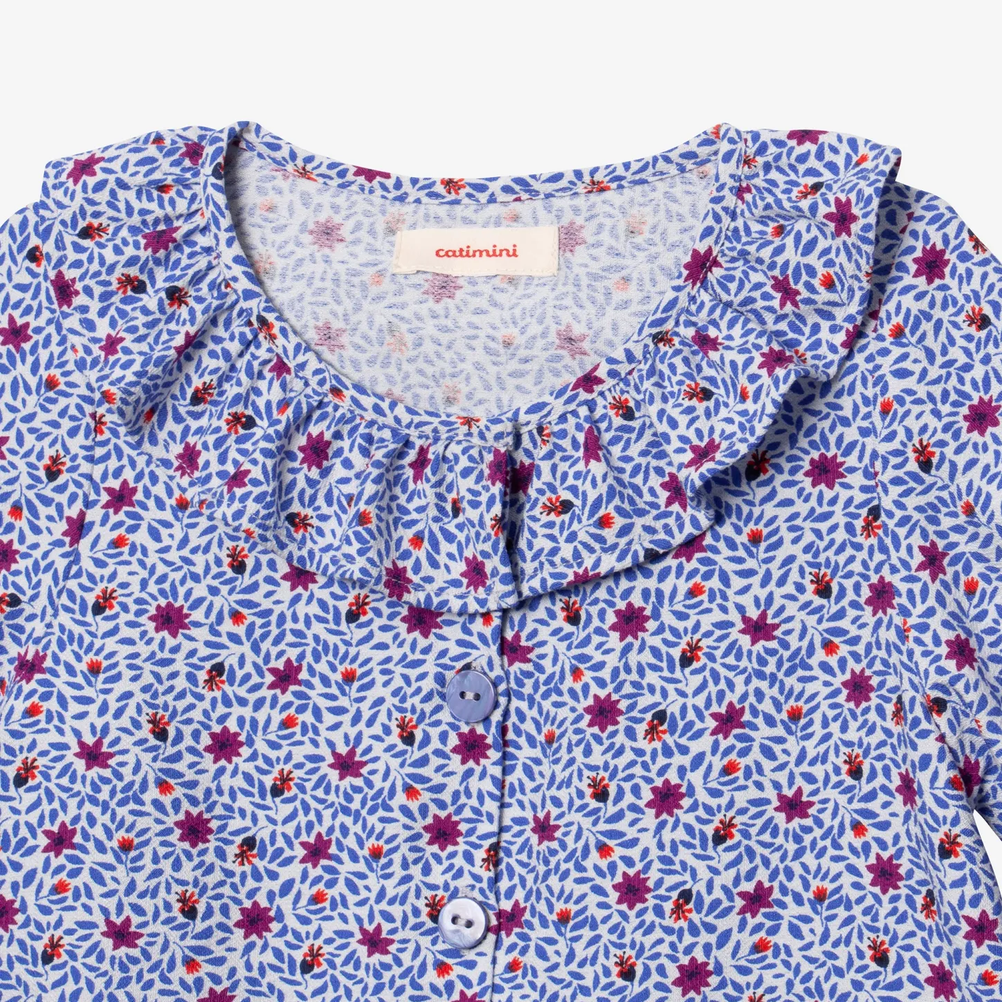 Fashion Girl's Micro-Floral Blouse With Snap Buttons Child T-Shirts & Tops
