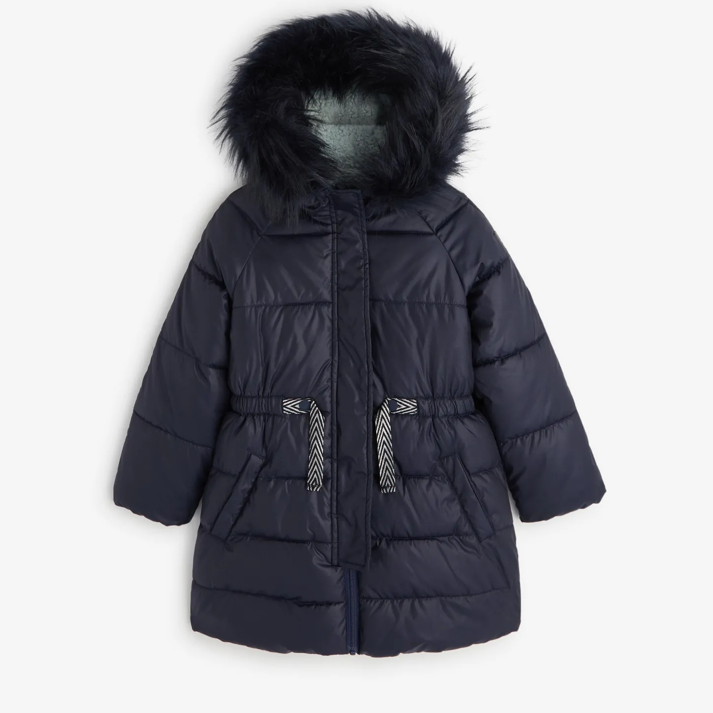 Online Girls' Navy Blue Parka Child Outerwear