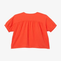 Clearance Girl's Orange Woven Embroidered Blouse Child T-Shirts & Tops