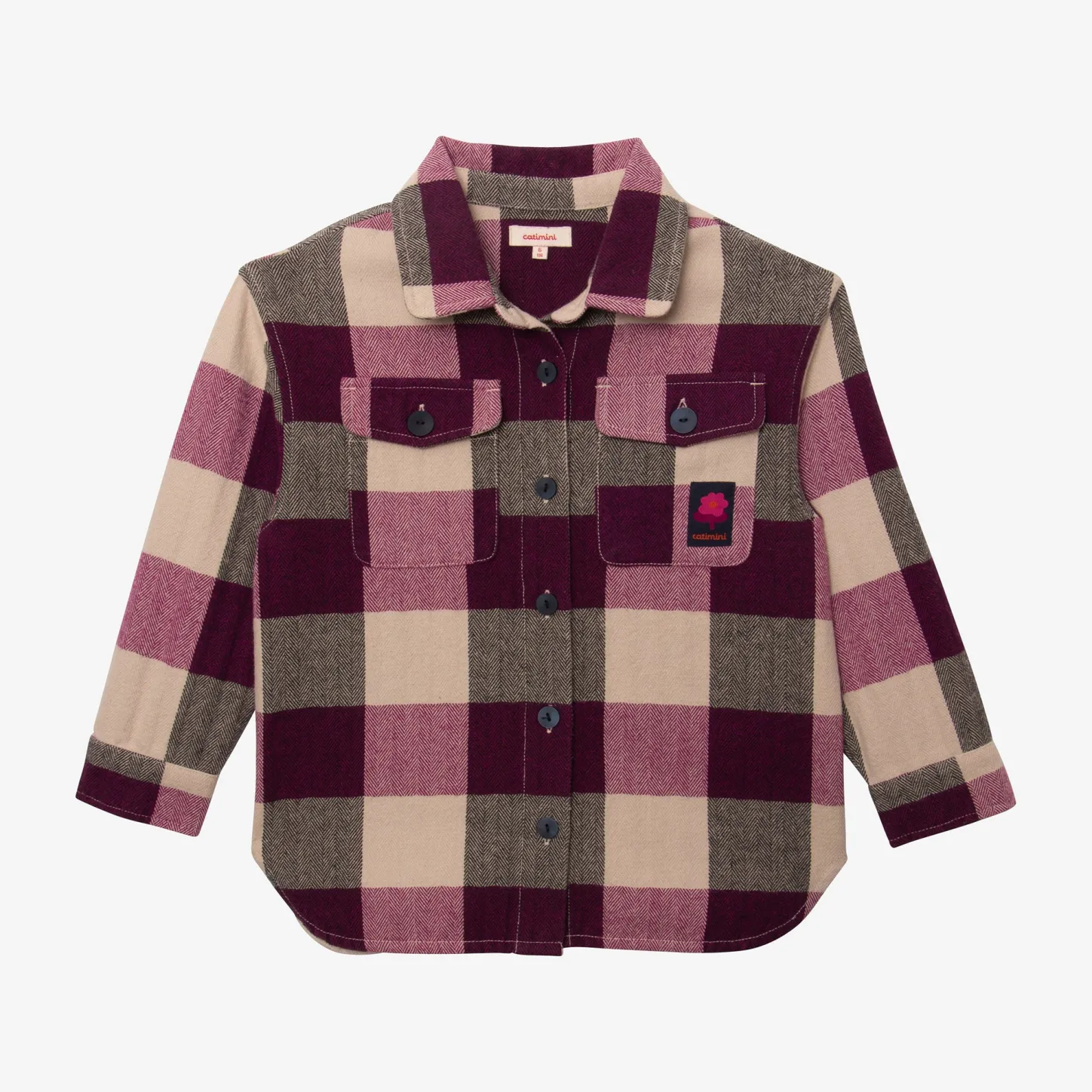 New Girls' Purple Gingham Overshirt Child Outerwear