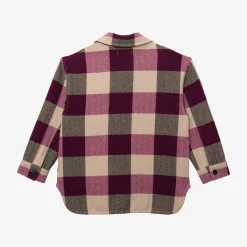 New Girls' Purple Gingham Overshirt Child Outerwear