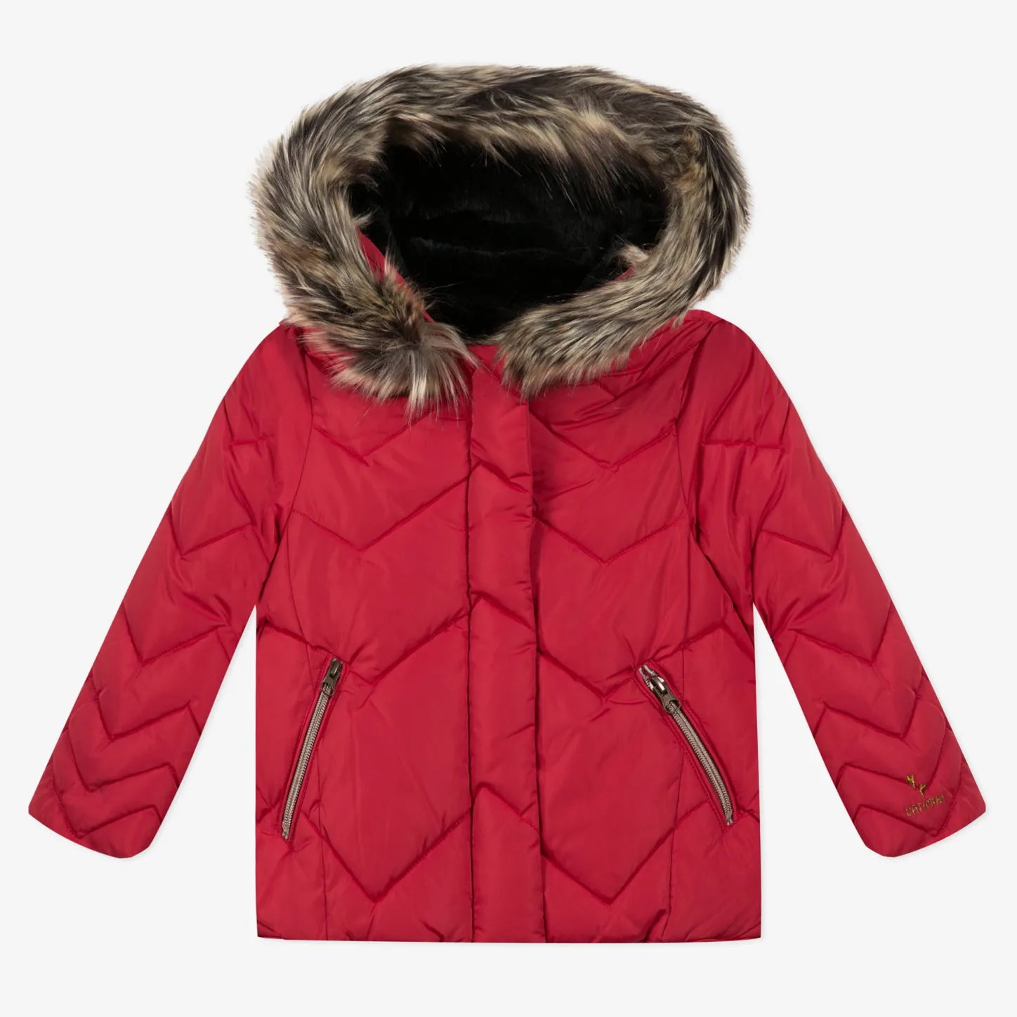 Best Girls' Red Coated Padded Jacket Child Outerwear