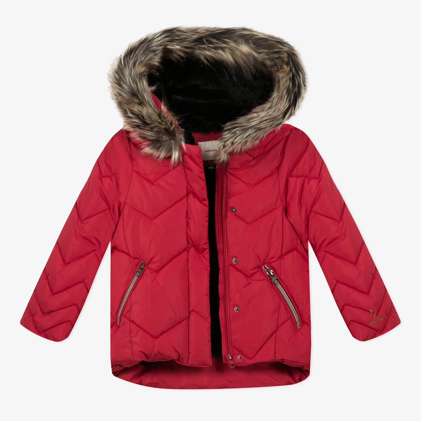 Best Girls' Red Coated Padded Jacket Child Outerwear