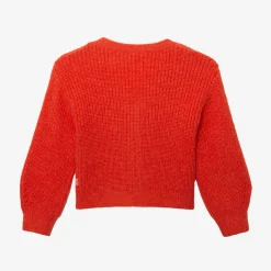 Online Girls' Red Knit Cardigan Child Cardigans & Sweaters