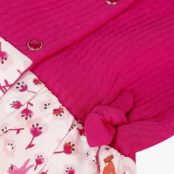 New Newborn Girl Pink Dress With Floral Print And Bows Child Dresses