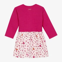 New Newborn Girl Pink Dress With Floral Print And Bows Child Dresses