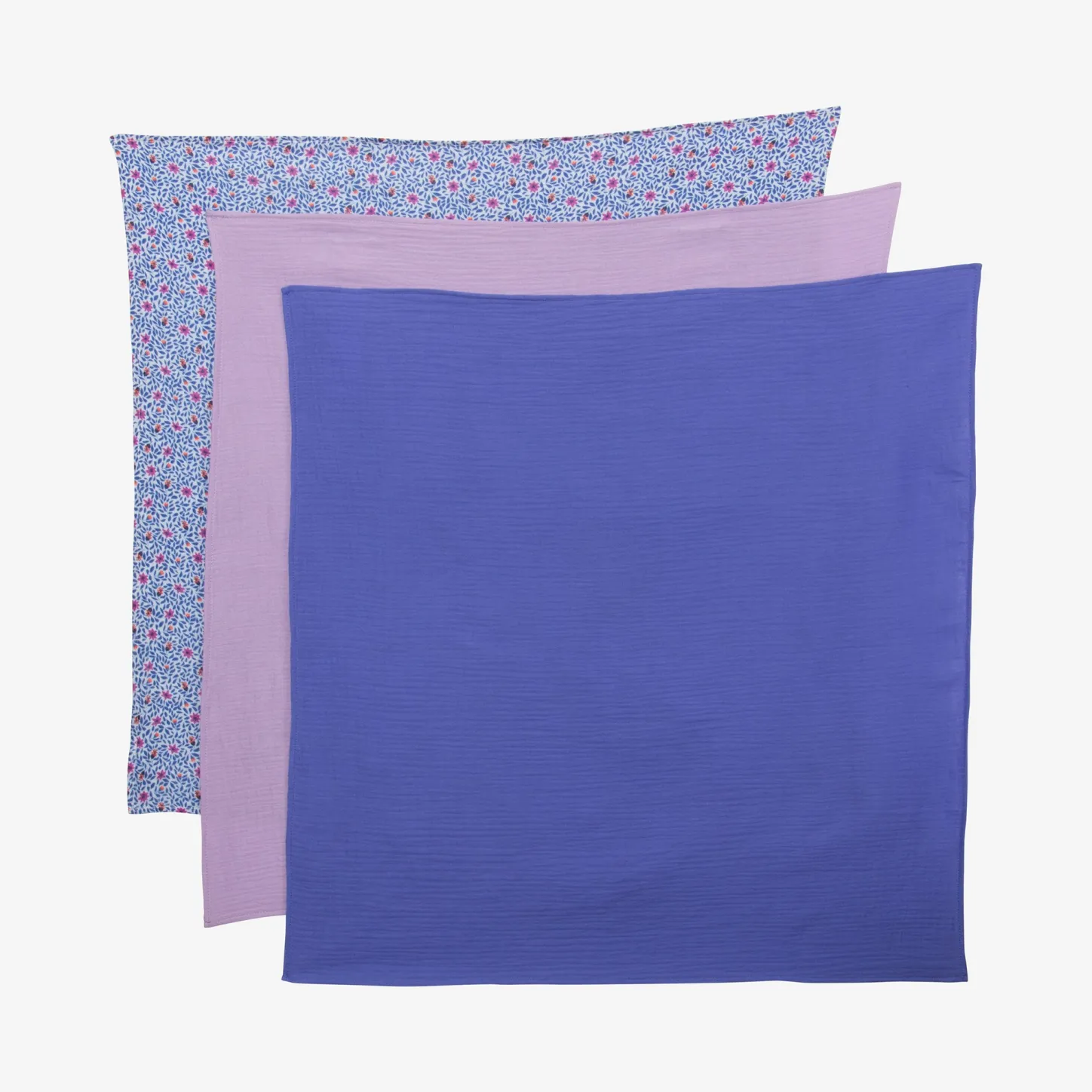 Outlet Set Of 3 Baby Swaddling Blankets With Tiny Pastel Flowers Child Accessories